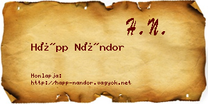Hápp Nándor névjegykártya